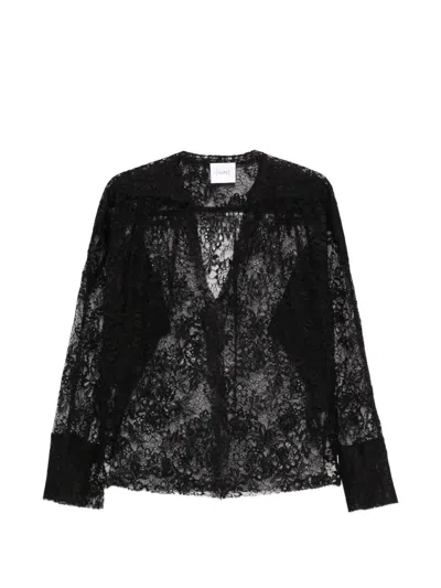 Nude Lace Blouse In Black