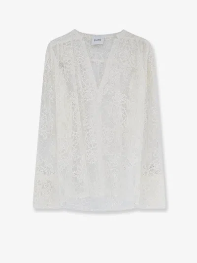 Nude Lace Shirt In White