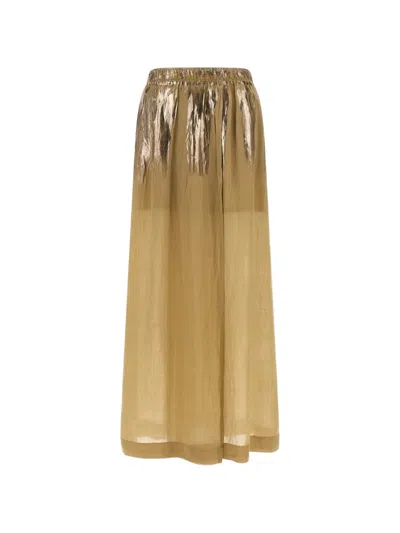Nude Laminated Varnish Elastic Mid Skirt In White
