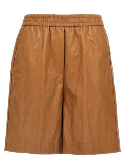 Nude Leather-effect Bermuda Shorts Bermuda And Short In Brown