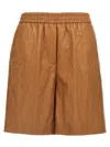Nude Leather-effect Bermuda Shorts Bermuda And Short In Brown
