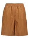 Nude Leather-effect Bermuda Shorts Bermuda And Short In Brown