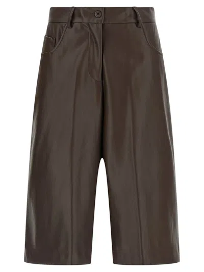 Nude Leather-effect Bermuda Shorts In Green