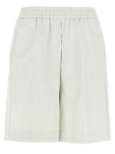 NUDE LEATHER-EFFECT BERMUDA SHORTS