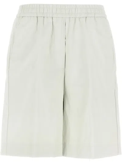 NUDE LEATHER-EFFECT BERMUDA SHORTS