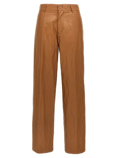 Nude Leather-effect Pants In Brown