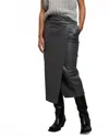 Nude Leather Midi Skirt In Grey In Black