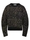 Nude Leopard-print Balloon Sleeve Sweater In Green