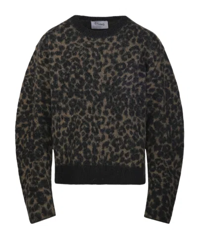 NUDE LEOPARD-PRINT BALLOON SLEEVE SWEATER