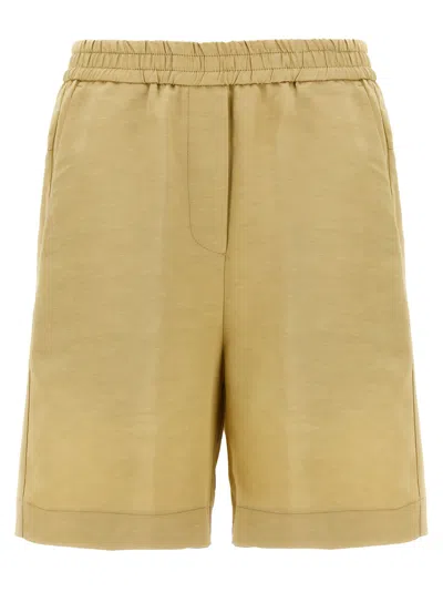 NUDE LINEN BERMUDA SHORTS