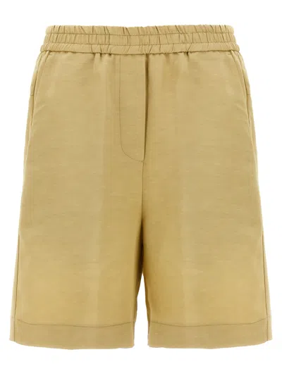Nude Linen Bermuda Shorts In Sand