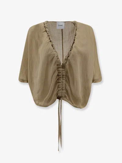 Nude Linen Blend Shirt In Sand