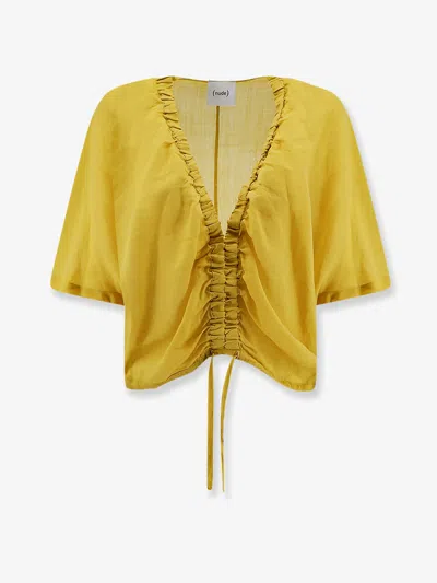 Nude Linen Blend Shirt In Yellow