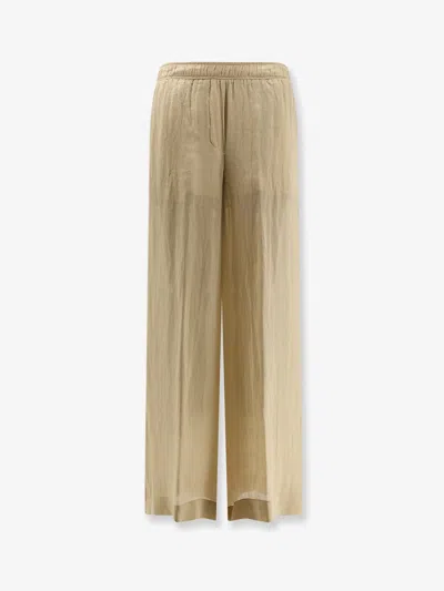 Nude Linen Blend Trousers In Sand