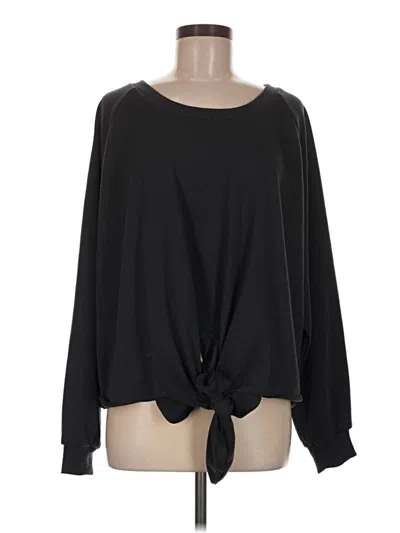 Nude Long Sleeve Top Black Crew Neck Tops
