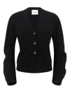 Nude Long-sleeves Button Cardigan In Black