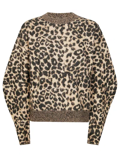 Nude Long-sleeve Sweater With Bold Animal Print In Brown