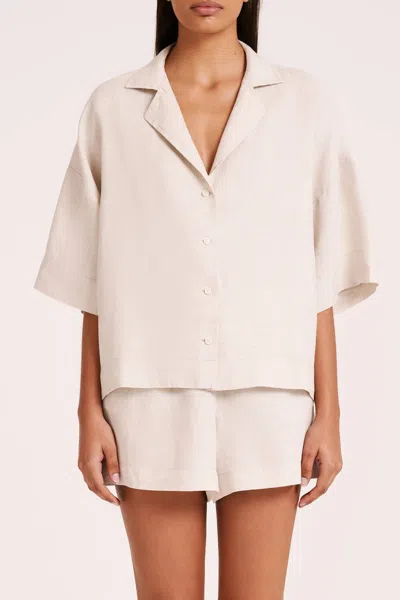 Nude Lucy Lounge Linen Shirt In Natural In Pattern