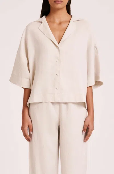 Nude Lucy Lounge Linen Shirt Top In Natural In Pink