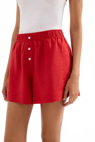 Nude Lucy Lounge Linen Short In Vermillion In Red