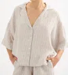 Nude Lucy Lounge Stripe Linen Shirt In Silver In Neutral
