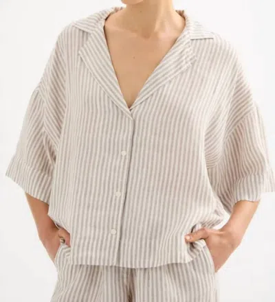Nude Lucy Lounge Stripe Linen Shirt In Silver In Neutral