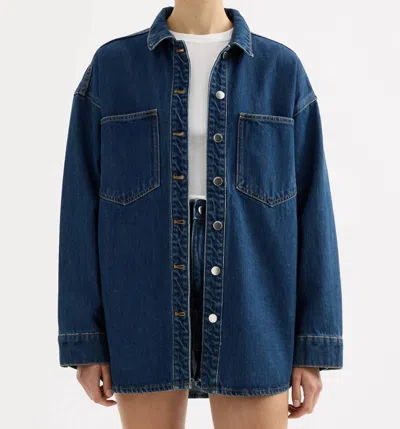 Nude Lucy Organic Denim Overshirt Jacket In Force Blue In Multi