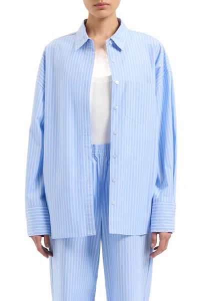 Nude Lucy Organic Poplin Shirt In White Stripe In Multi