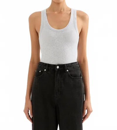 Nude Lucy Organic Rib Singlet In Gray In White