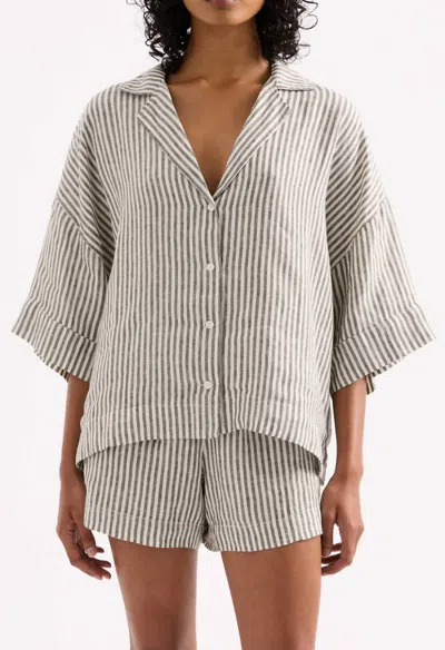 Nude Lucy Pinstripe Lounge Shirt In Black Stripe