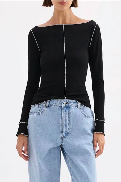 Nude Lucy Ria Long Sleeve Top In Black