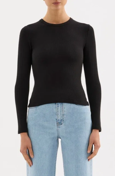Nude Lucy Rib Ls Tee In Black