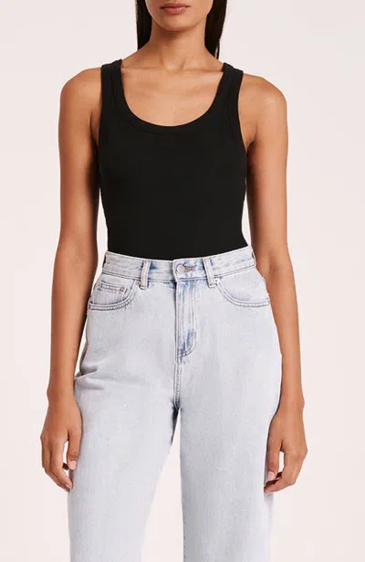 Nude Lucy Rib Singlet Top In Black