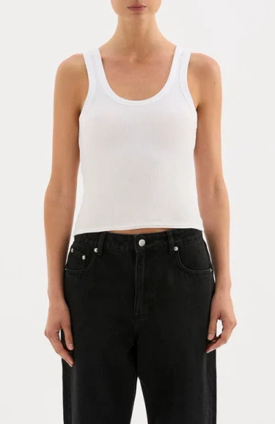 Nude Lucy Rib Singlet Top In White