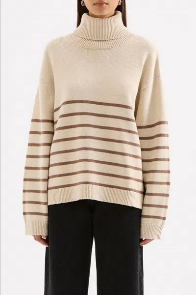 Nude Lucy Venus Turtleneck Sweater In Milk Stripe In Brown