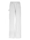 Nude Denim-effect Cargo Pants With Loose Leg In White