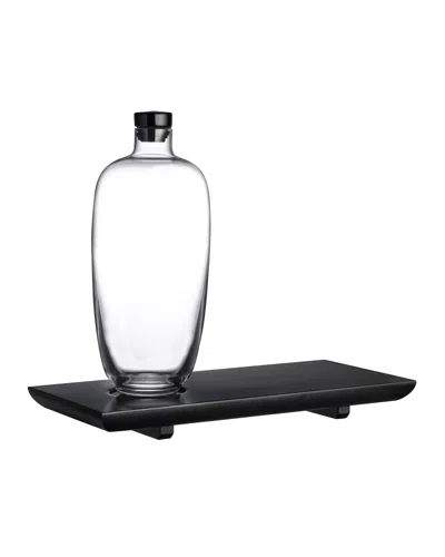 Nude Malt Tall Whiskey Bottle With Wooden Tray In Black