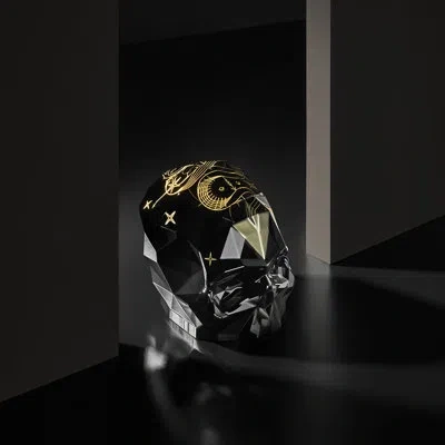 Nude Memento Mori Rock And Pop Skull Sculpture In Black;yellow;ivory