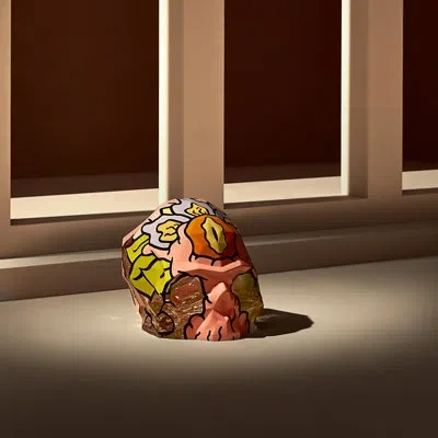 Nude Memento Mori Rock And Pop Skull Sculpture In Yellow;pink;purple