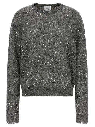 Nude Micro Sequin Sweater In Gray