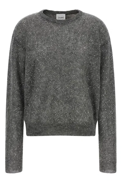 Nude Micro Sequin Sweater In Grigio
