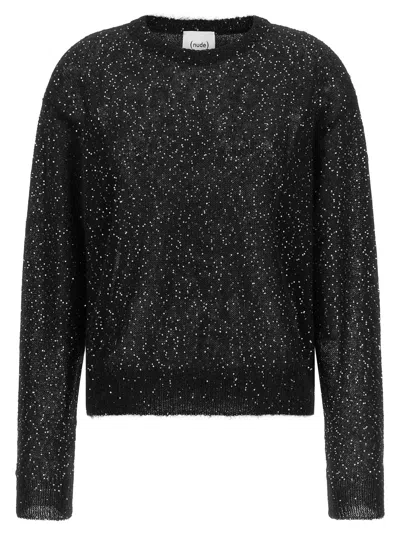 Nude Micro Sequin-embellished Mohair Blend Sweater In Black