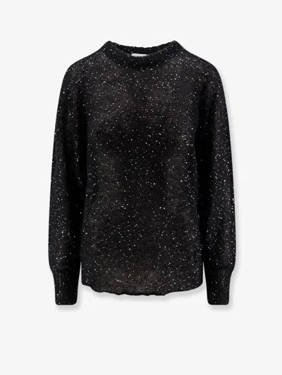 Nude Mohair Blend Sweater With Sequins In Black