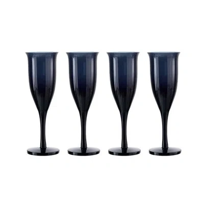 Nude Omnia Bey Set Of 4 Champagne Glasses In Navy Blue