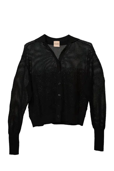 Nude Open-knit Top In Black