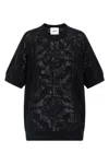 Nude Cotton Sweater Crew Neck Lace Pattern In Black