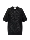 Nude Cotton Sweater Crew Neck Lace Pattern In Animal Print