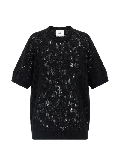Nude Openwork Cotton Sweater In Animal Print
