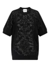 Nude Cotton Sweater Crew Neck Lace Pattern In Black