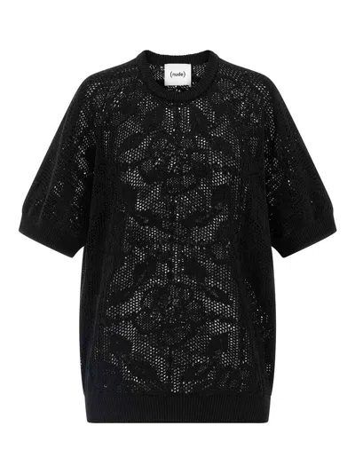 NUDE OPENWORK COTTON SWEATER
